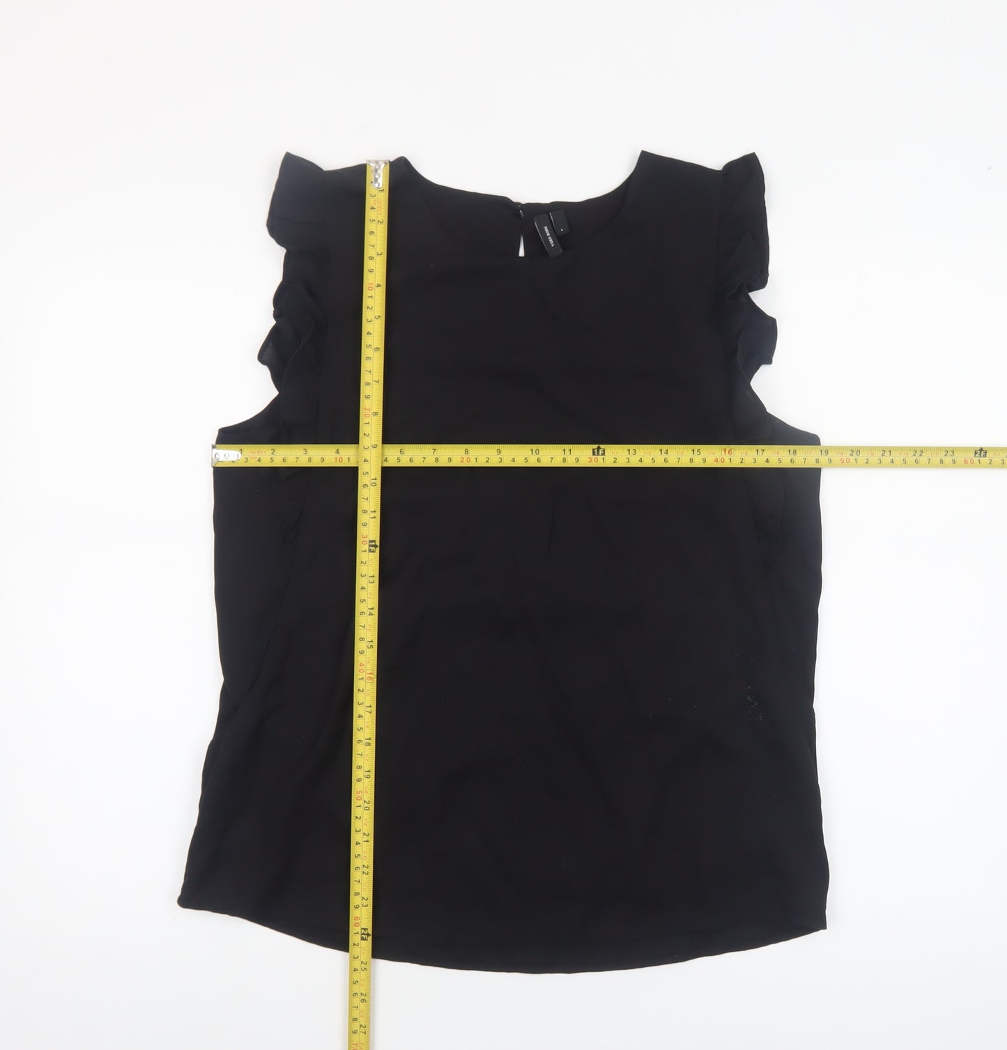 Vero Moda Women's Black Ruffle Sleeveless Tunic Blouse Size L