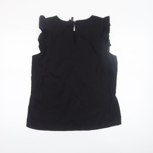 Vero Moda Women's Black Ruffle Sleeveless Tunic Blouse Size L