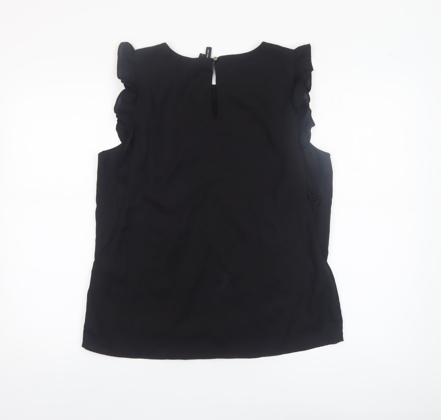 Vero Moda Women's Black Ruffle Sleeveless Tunic Blouse Size L