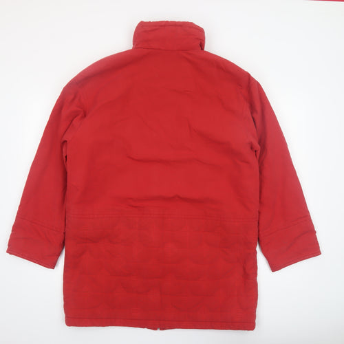 Hucke Womens Red Long Parka Coat Size 8 Water Resistant Zip Jacket