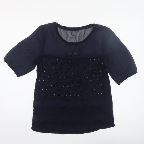 Next Women’s Blue Beaded Sheer Tunic Blouse Size 12