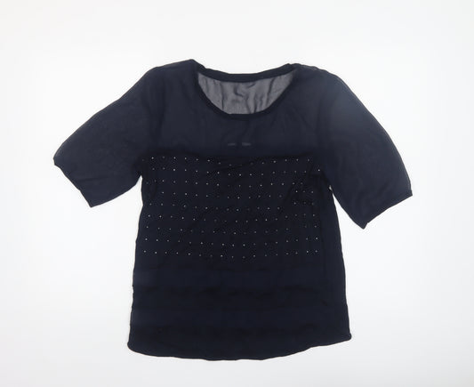 Next Women’s Blue Beaded Sheer Tunic Blouse Size 12