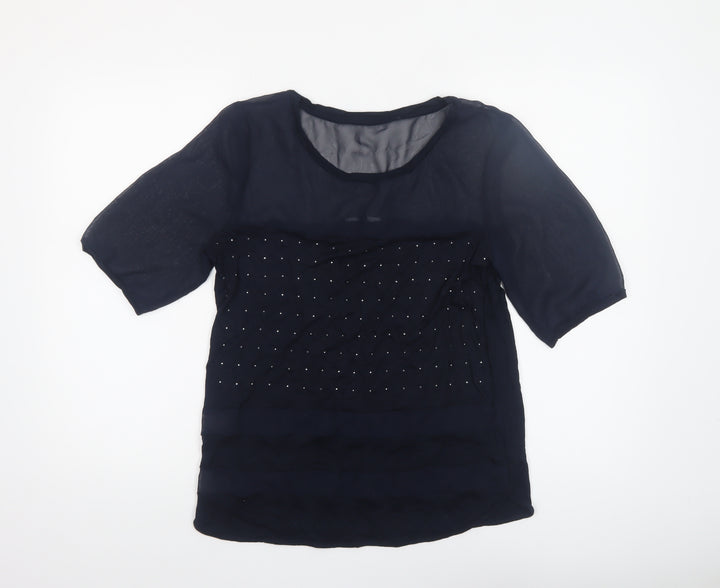 Next Women’s Blue Beaded Sheer Tunic Blouse Size 12