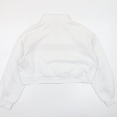 H&M Divided Women White 1/2 Zip Pullover Sweatshirt M