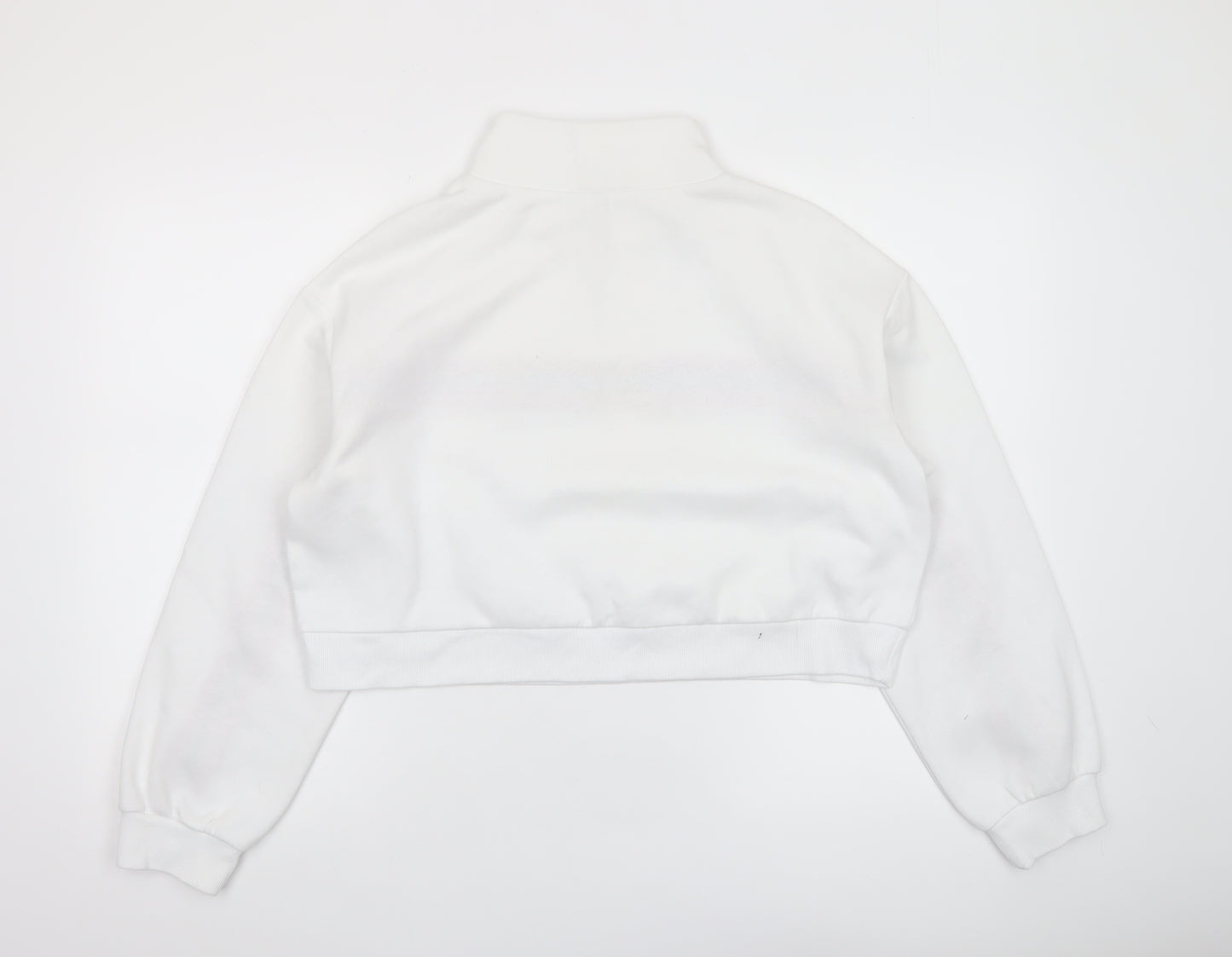 H&M Divided Women White 1/2 Zip Pullover Sweatshirt M