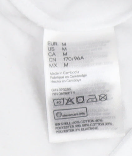 H&M Divided Women White 1/2 Zip Pullover Sweatshirt M