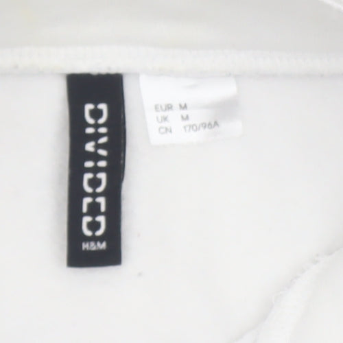 H&M Divided Women White 1/2 Zip Pullover Sweatshirt M