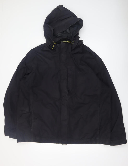 Haggar Men’s Black 2XL Waterproof Hooded Rain Jacket