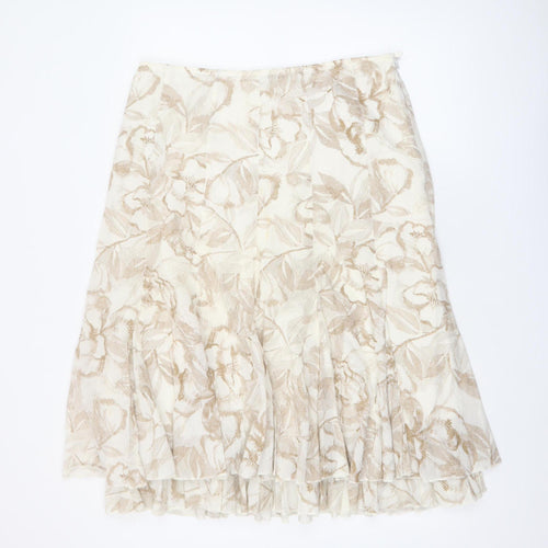 Marks and Spencer Women’s Beige Floral A-Line Knee Length Skirt Size 14
