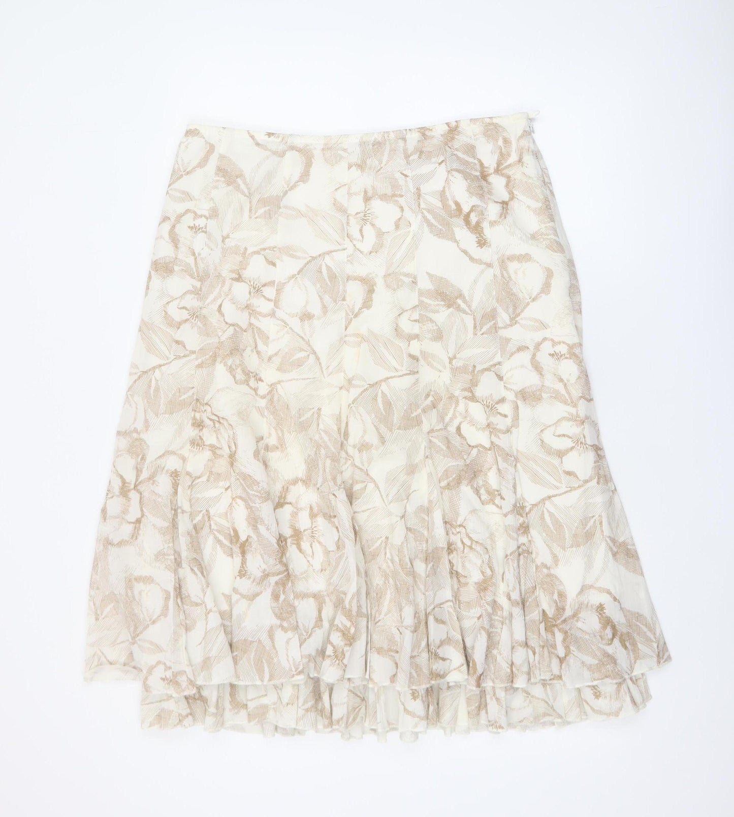 Marks and Spencer Women’s Beige Floral A-Line Knee Length Skirt Size 14