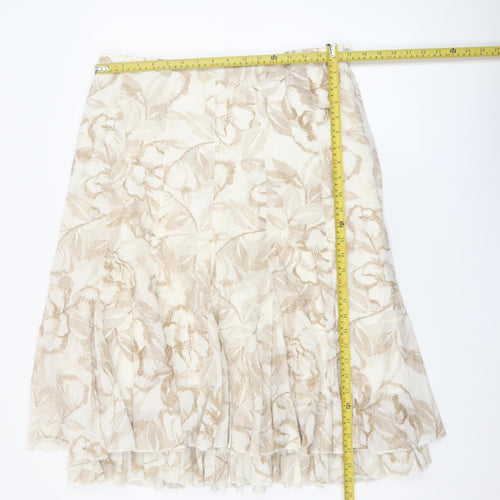 Marks and Spencer Women’s Beige Floral A-Line Knee Length Skirt Size 14