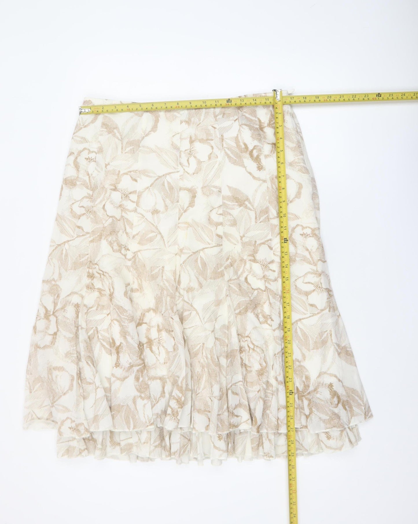 Marks and Spencer Women’s Beige Floral A-Line Knee Length Skirt Size 14