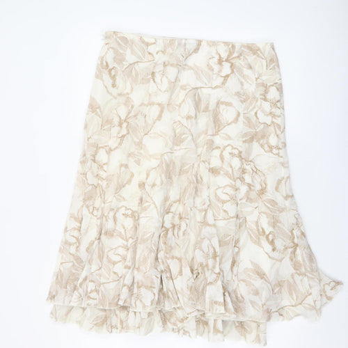 Marks and Spencer Women’s Beige Floral A-Line Knee Length Skirt Size 14