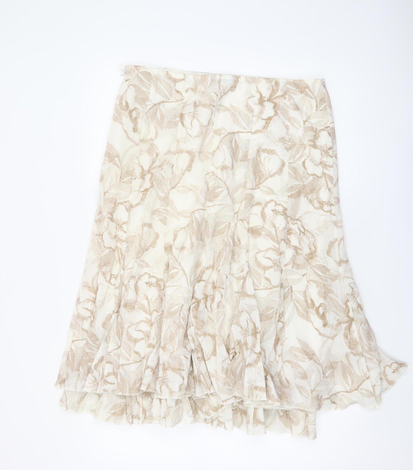 Marks and Spencer Women’s Beige Floral A-Line Knee Length Skirt Size 14