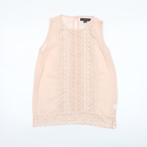 Atmosphere Women's Beige Lace Chiffon Sleeveless Blouse Size 10