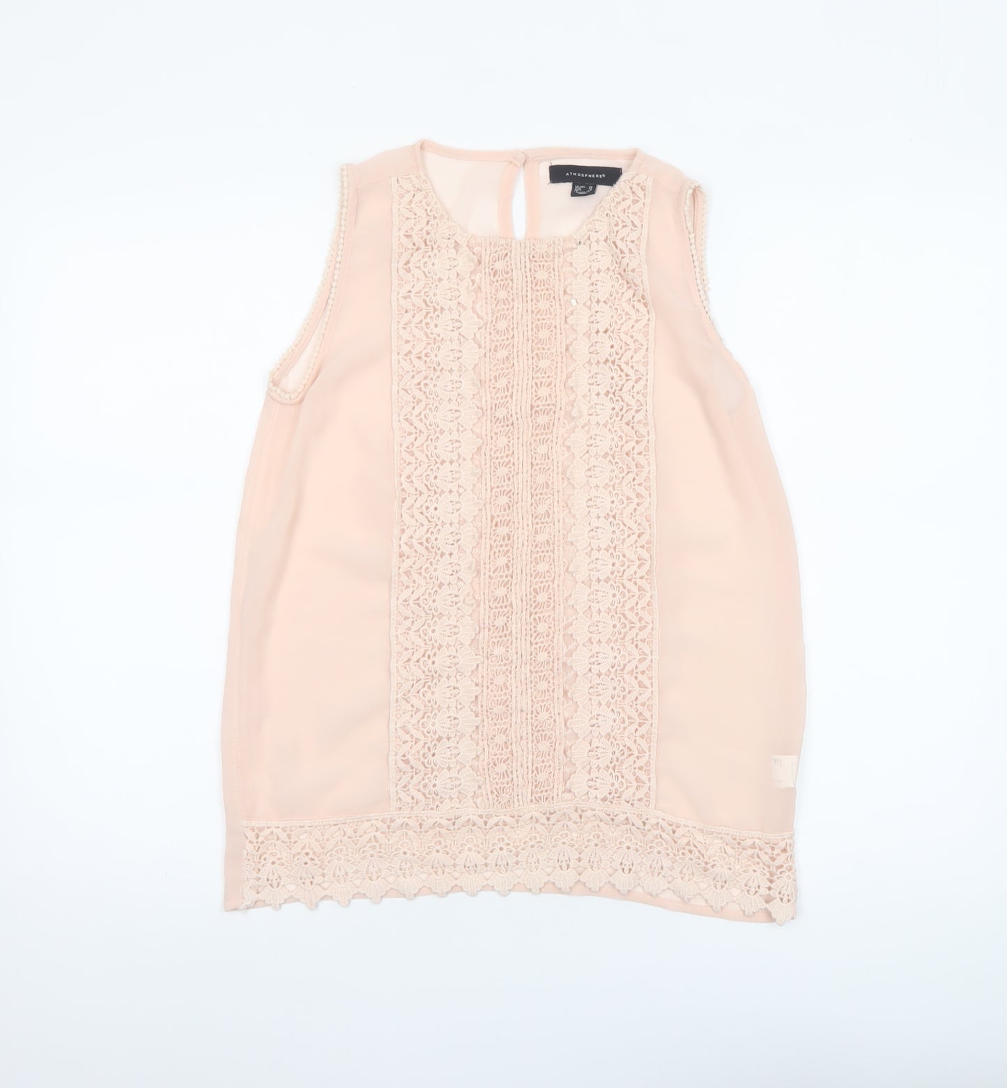 Atmosphere Women's Beige Lace Chiffon Sleeveless Blouse Size 10