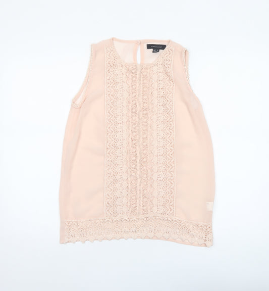 Atmosphere Women's Beige Lace Chiffon Sleeveless Blouse Size 10