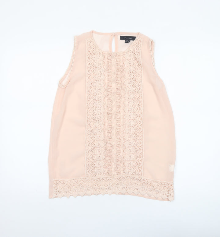 Atmosphere Women's Beige Lace Chiffon Sleeveless Blouse Size 10