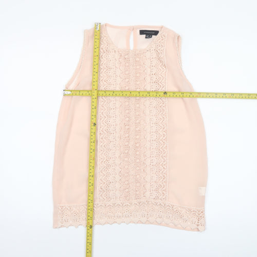 Atmosphere Women's Beige Lace Chiffon Sleeveless Blouse Size 10