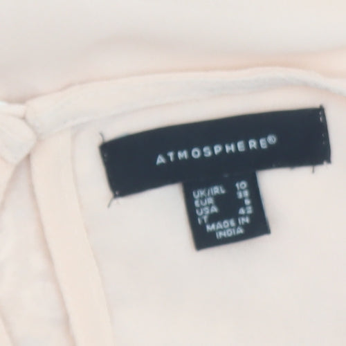 Atmosphere Women's Beige Lace Chiffon Sleeveless Blouse Size 10