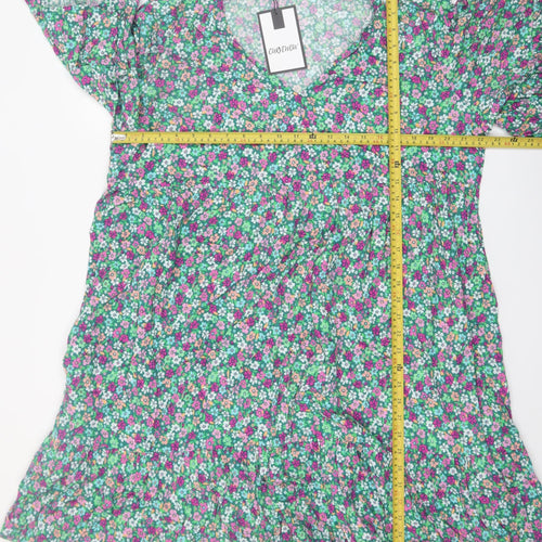 CURVEWOW Women's Multicoloured Floral A-Line Dress Size 20