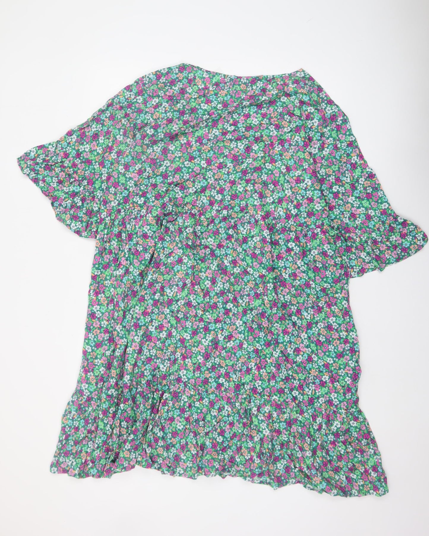CURVEWOW Women's Multicoloured Floral A-Line Dress Size 20