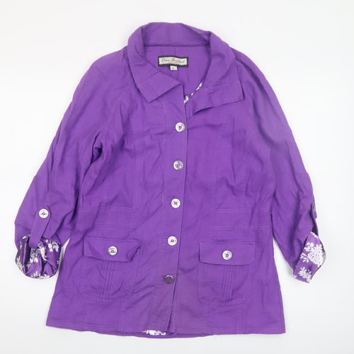 Paco Boutique Women’s Purple Linen Blend Button Jacket L