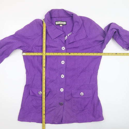 Paco Boutique Women’s Purple Linen Blend Button Jacket L