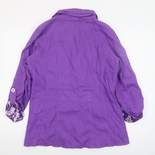 Paco Boutique Women’s Purple Linen Blend Button Jacket L