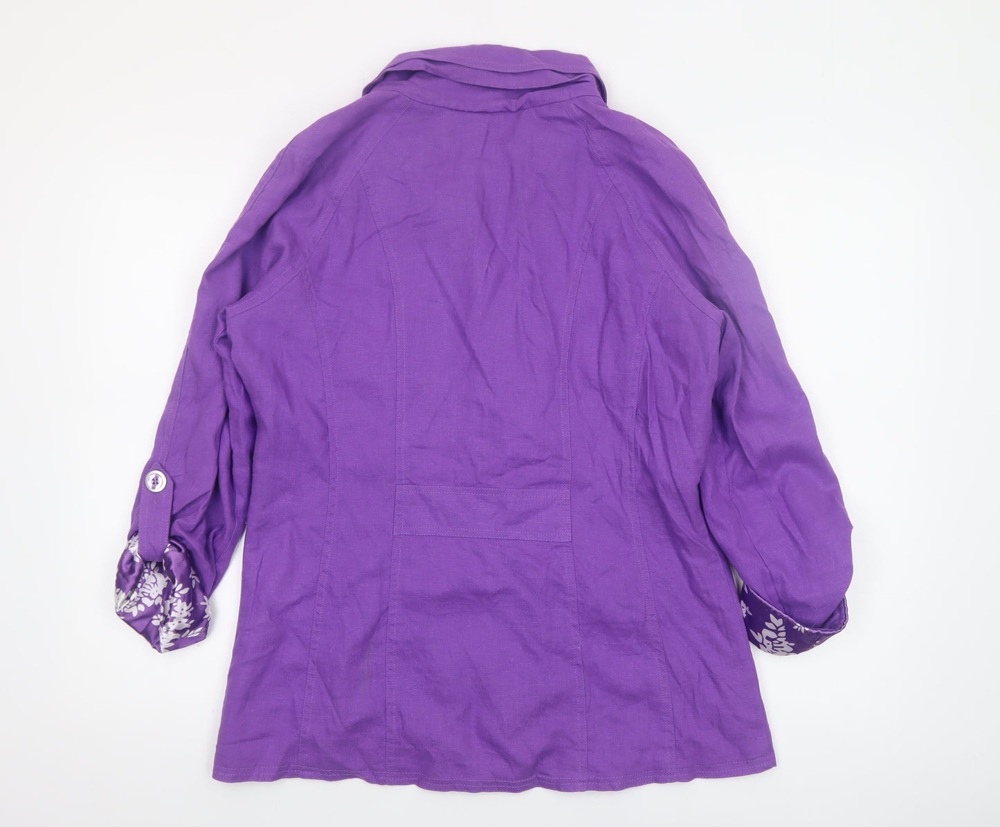 Paco Boutique Women’s Purple Linen Blend Button Jacket L