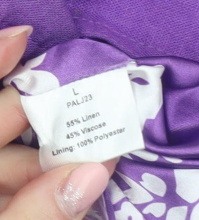 Paco Boutique Women’s Purple Linen Blend Button Jacket L