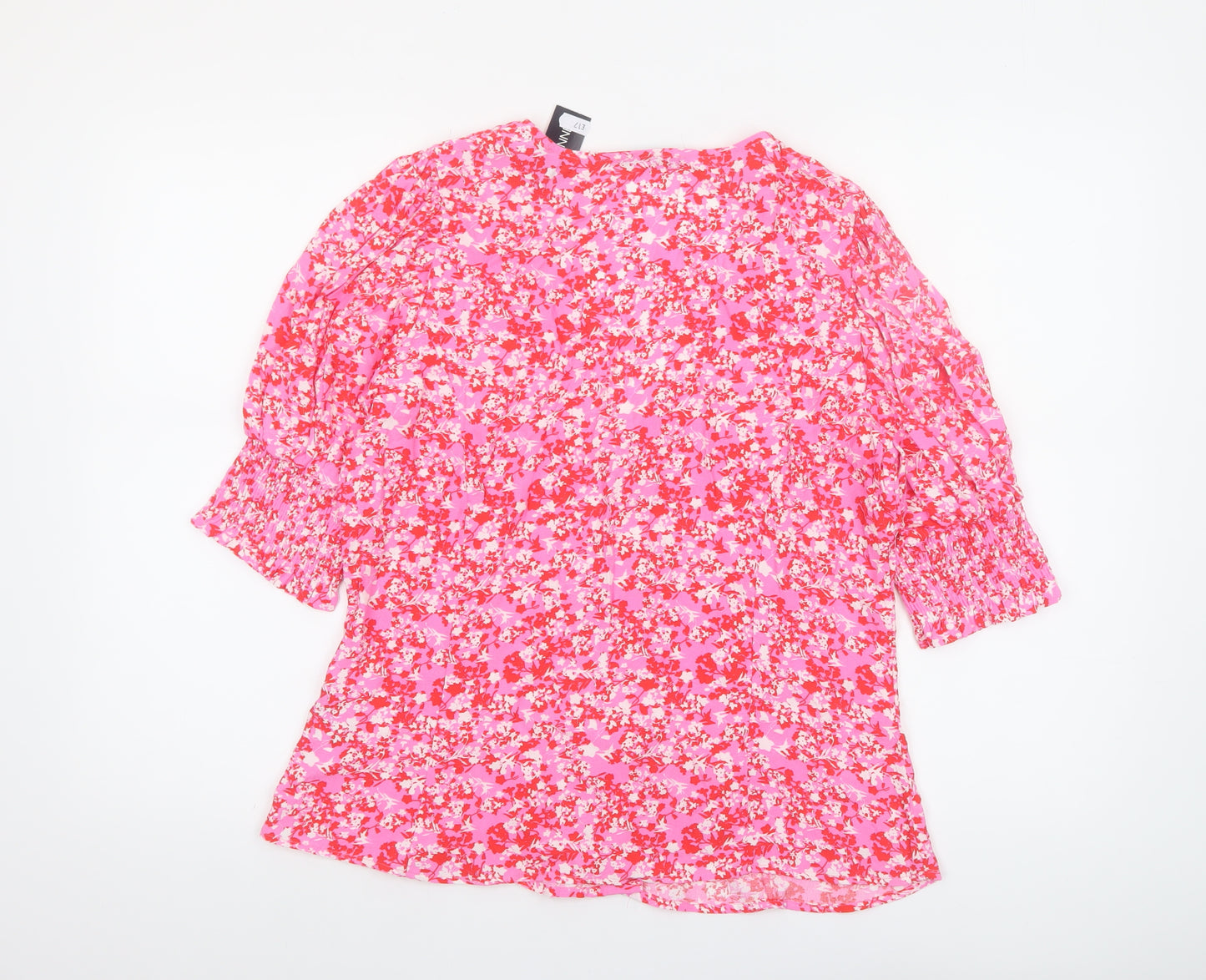 Dunnes Women’s Pink Floral Wrap Blouse Size 12 Viscose Top