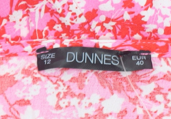 Dunnes Women’s Pink Floral Wrap Blouse Size 12 Viscose Top