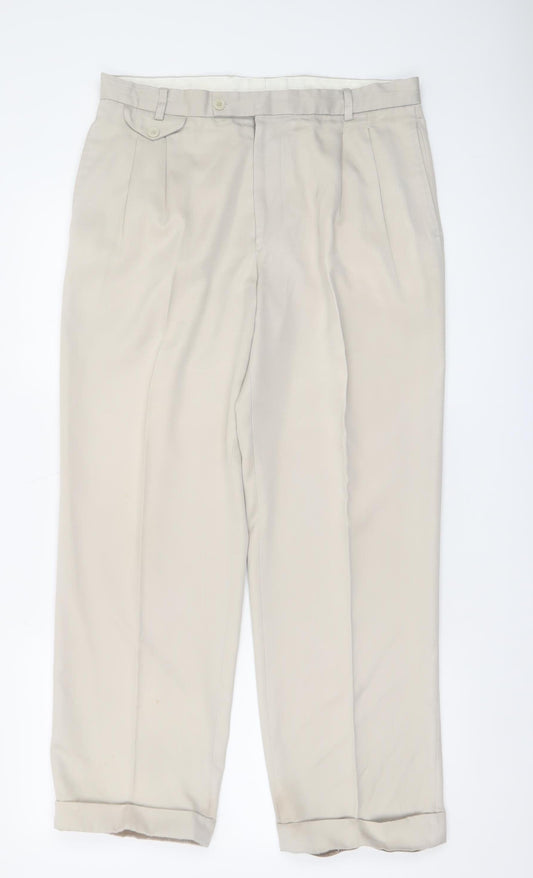 Bertolucci Men's Beige Pleated Dress Trousers Size 34W 29.5L