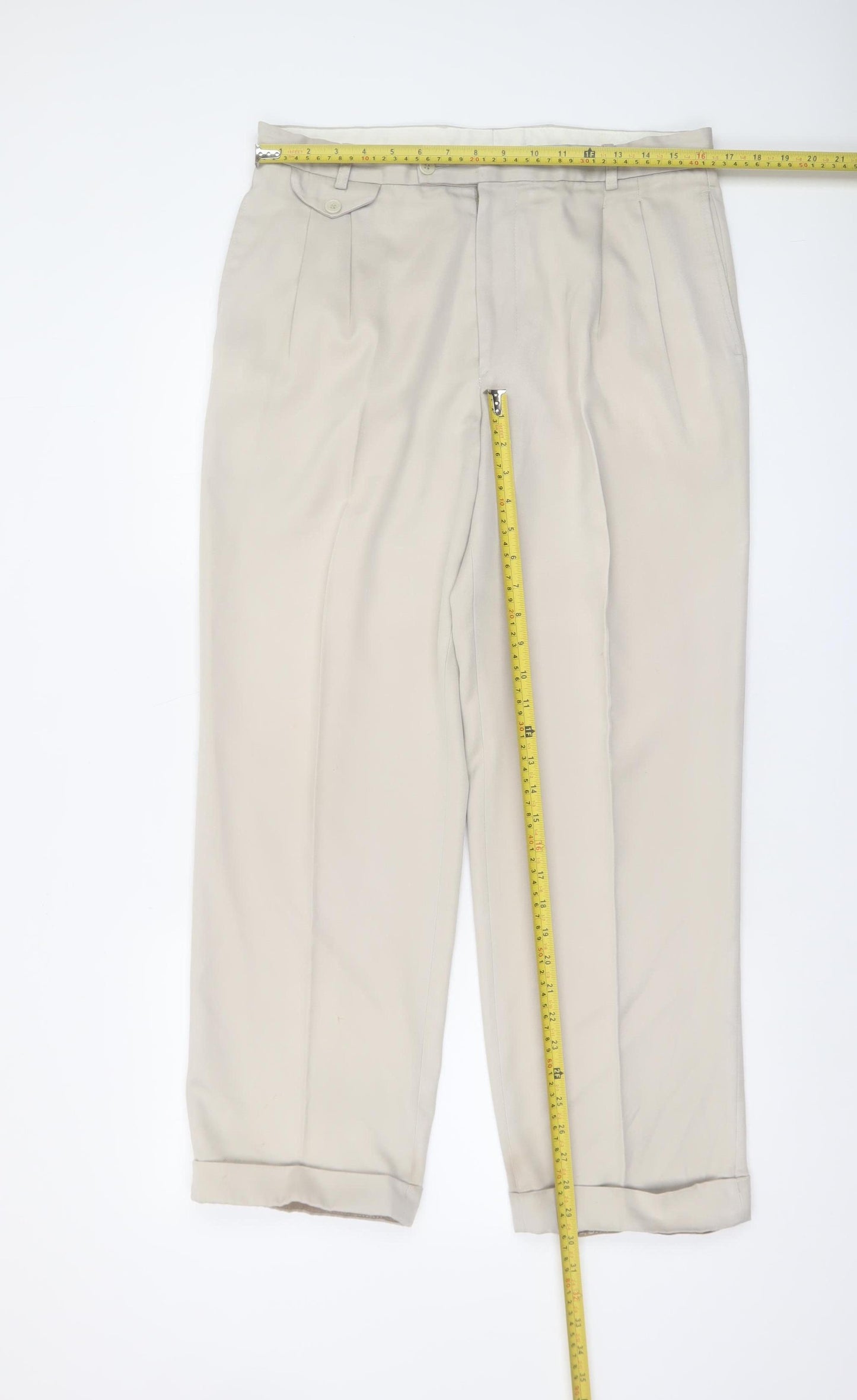 Bertolucci Men's Beige Pleated Dress Trousers Size 34W 29.5L