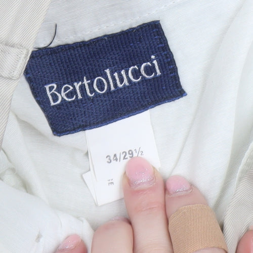 Bertolucci Men's Beige Pleated Dress Trousers Size 34W 29.5L