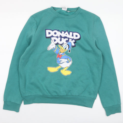 Disney Women’s Green Donald Duck Pullover Sweatshirt Size M