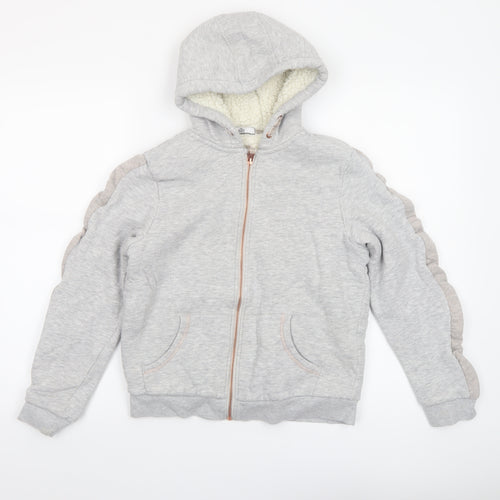Marks and Spencer Girls Grey Full Zip Fleece Lined Hoodie 11-12 Years