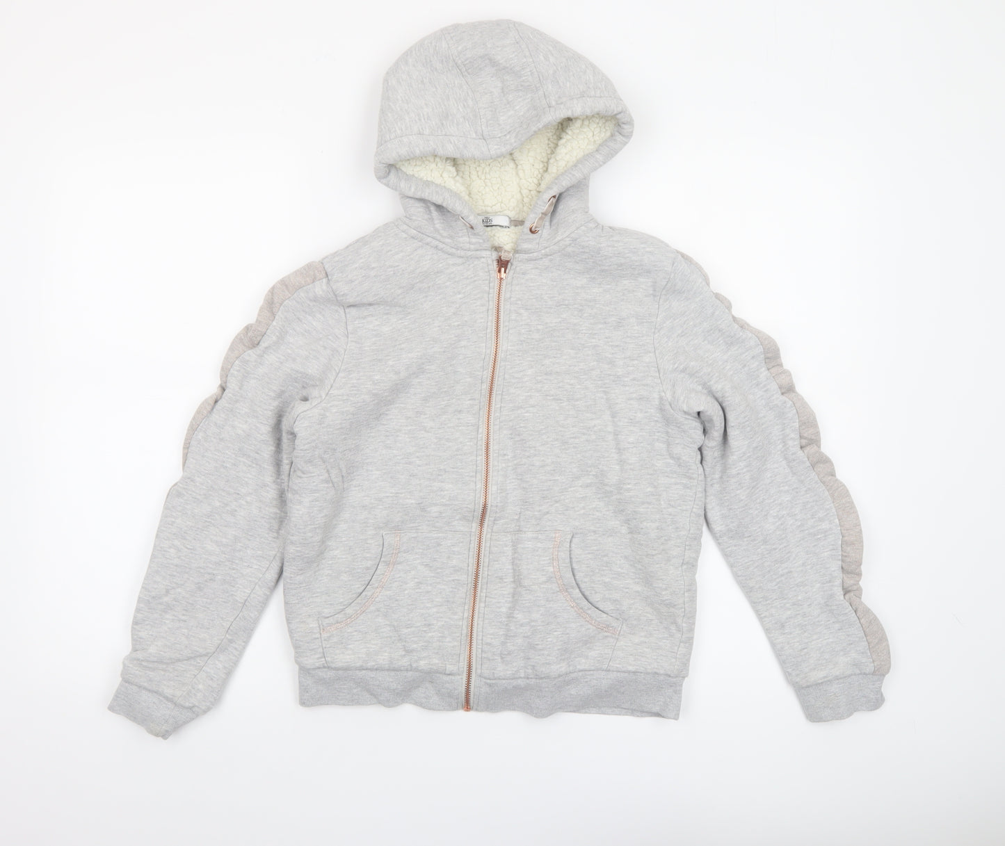 Marks and Spencer Girls Grey Full Zip Fleece Lined Hoodie 11-12 Years