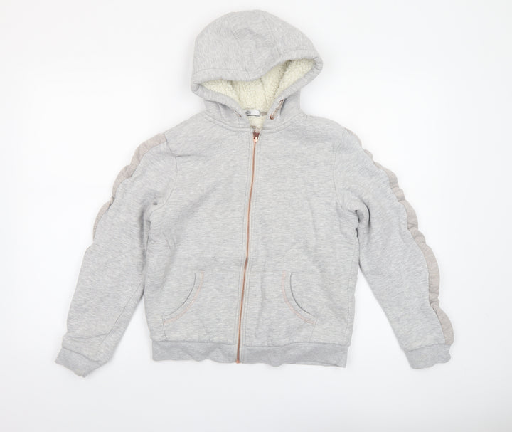 Marks and Spencer Girls Grey Full Zip Fleece Lined Hoodie 11-12 Years