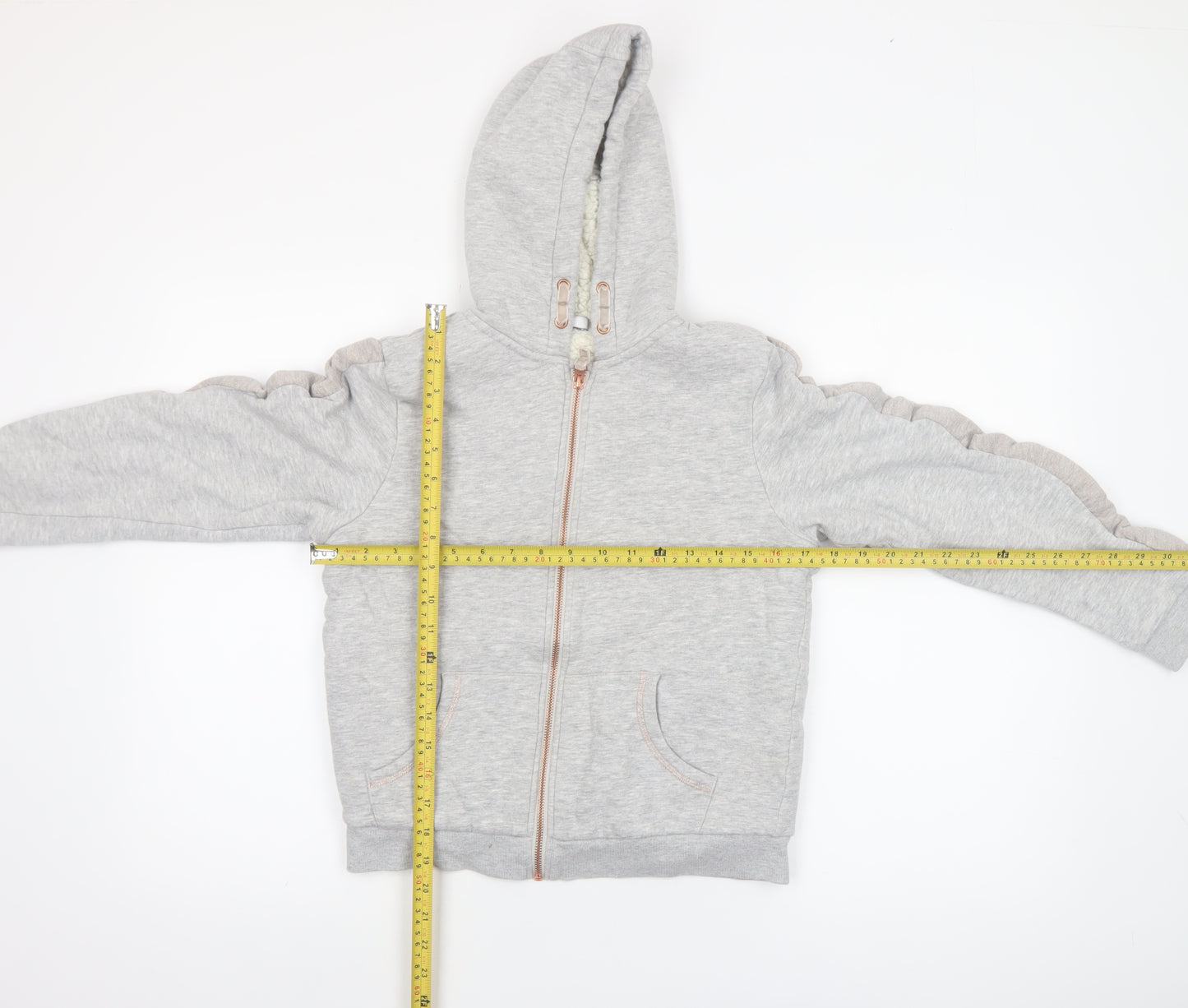 Marks and Spencer Girls Grey Full Zip Fleece Lined Hoodie 11-12 Years