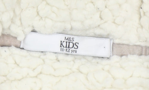 Marks and Spencer Girls Grey Full Zip Fleece Lined Hoodie 11-12 Years