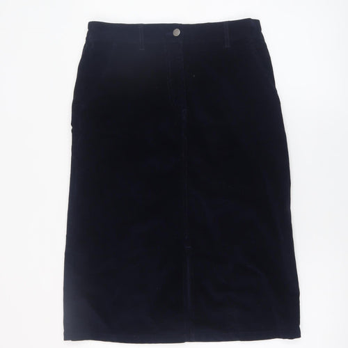 Cotton Traders Women's Navy Corduroy Knee Length Straight Skirt Size 10
