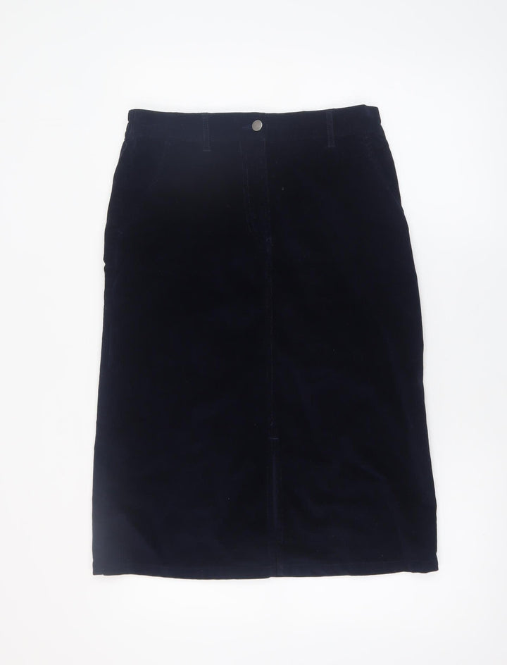 Cotton Traders Women's Navy Corduroy Knee Length Straight Skirt Size 10