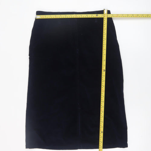 Cotton Traders Women's Navy Corduroy Knee Length Straight Skirt Size 10