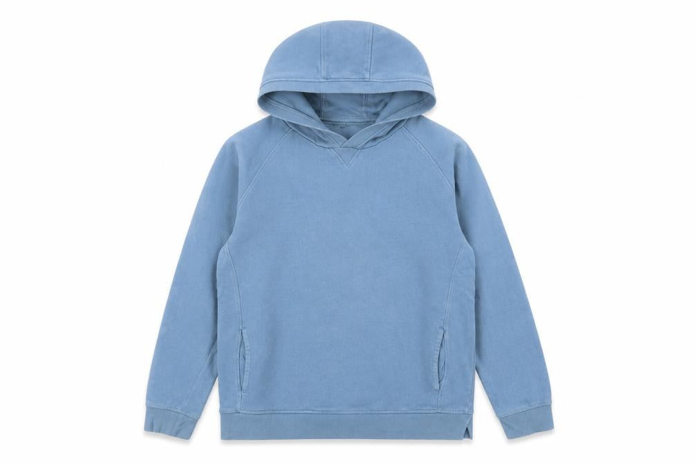 Front view of John Lewis boys’ blue pullover hoodie 12 years 100% cotton casual