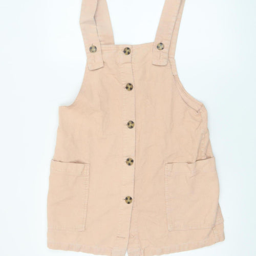 MNG Women Beige Corduroy Pinafore Dress XS Casual Short