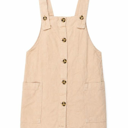 MNG Women Beige Corduroy Pinafore Dress XS Casual Short