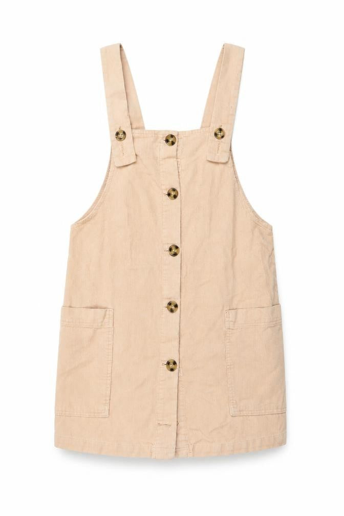 MNG Women Beige Corduroy Pinafore Dress XS Casual Short