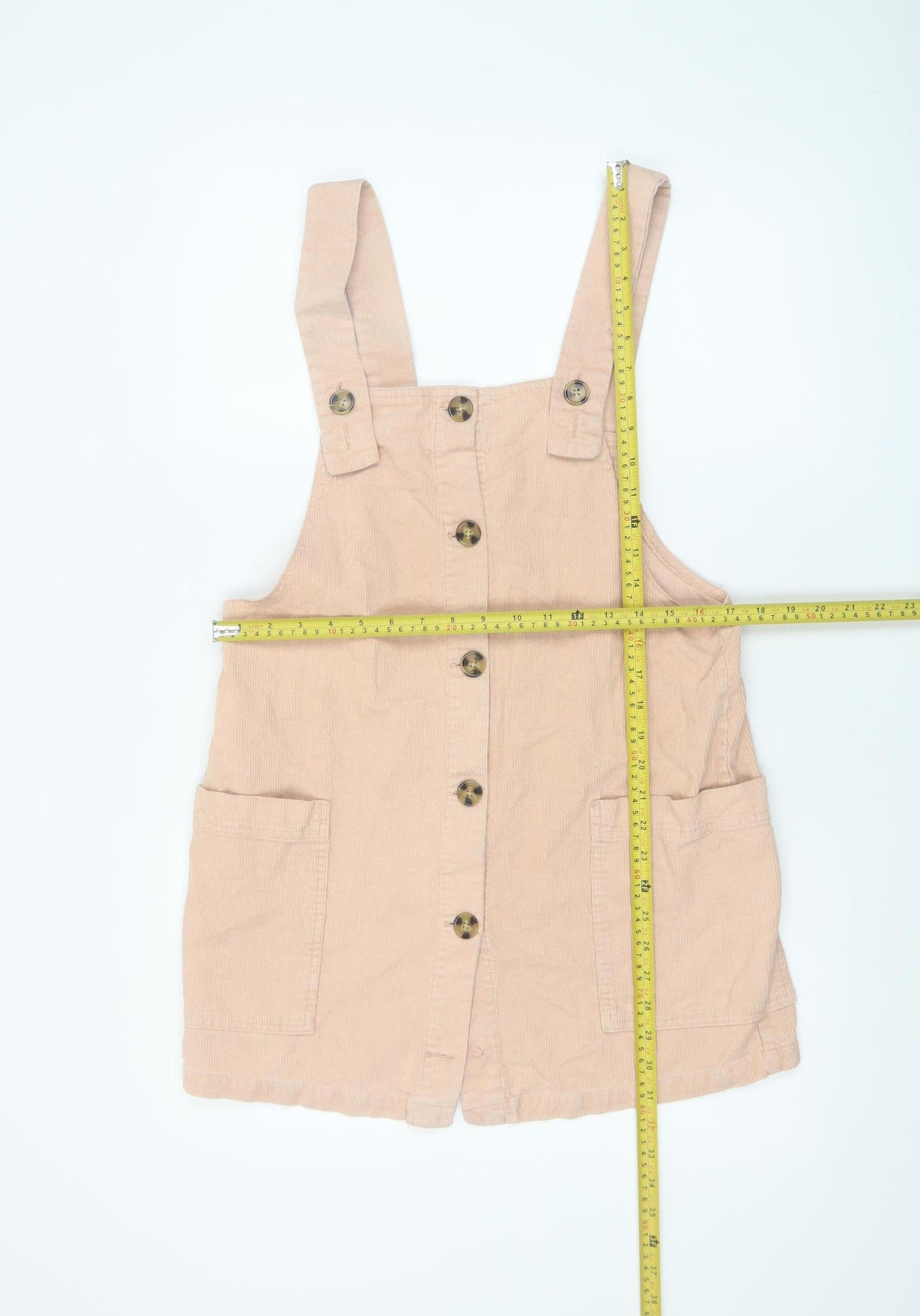 MNG Women Beige Corduroy Pinafore Dress XS Casual Short